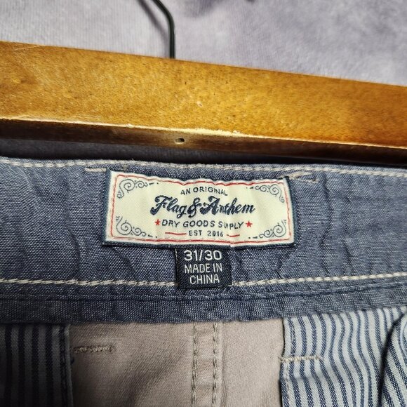 Flag & Anthem Pants Men 31x30 Warm Gray Straight Leg Casual Chino Stretch Cotton - Picture 5 of 15